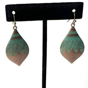 Bohemian Leaves Earrings Drop Dangle Tear Drop Alloy Western Boho Turquoise NEW